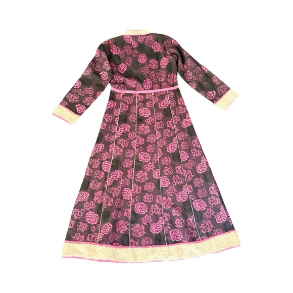 Vintage Floral Long Sleeve Dress – Pink Noir Romance (Size S) - Picture 13 of 13